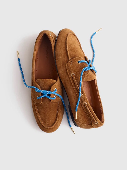 Madewell Jaime Boat Shoes Size 6.5 Nwob Blue Laces Classic Nautical Style